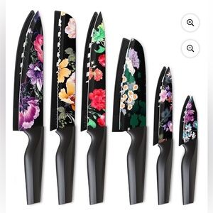 🔥$35 OFF!🔥New Floral Pattern Black Kitchen Knife Set - 6-Piece